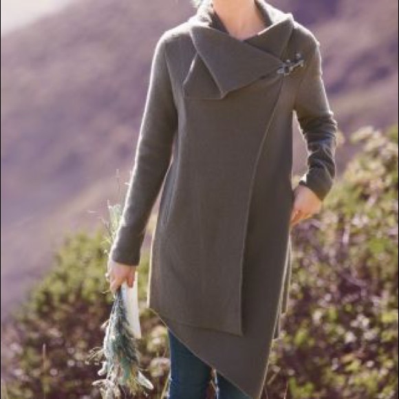 asymmetrical boiled wool coat